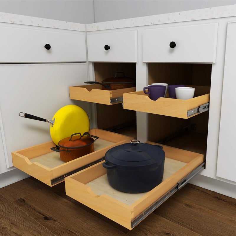 Elysian Pull-Out Tray Organizer, 17" W Ã— 21" D Sliding Storage Drawer with Full-Extension 35mm Ball-Bearing Slides, Roll-Out Shelf for Kitchen Cabinet Organization - Image 1